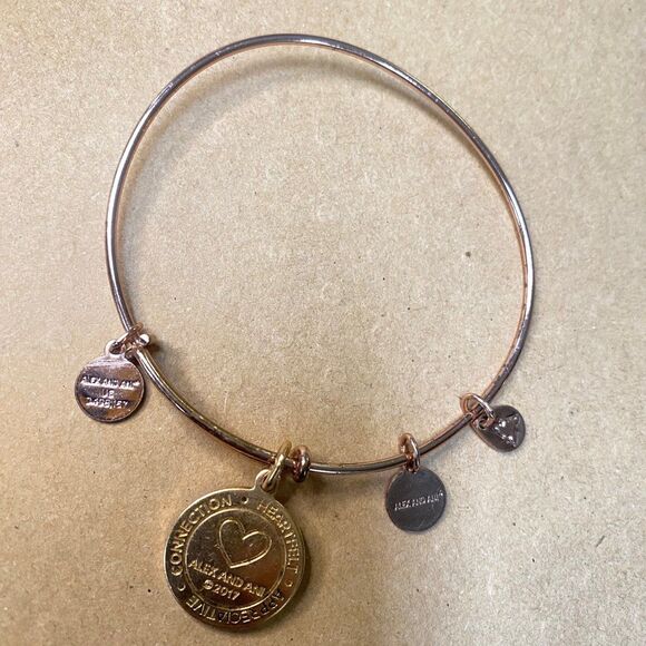 Alex and Ani Because I Love You Bangle Pink Enamel Swarovski Crystal 2017 - Picture 7 of 11